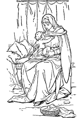 Hannah With Baby Samuel Coloring Page